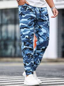 Manfinity LEGND Quần jean nam ngụy trang in dây rút thắt lưng buộc mắt cá chân Quần jean bảo hộ lao động - Màu xanh lam - Xem 8