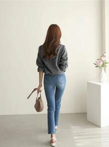 INAWLY Women Casual Plaid Print Round Neck 3/4 Sleeve Shirt For Spring And Summer,Three Quarter Sleeve Tops