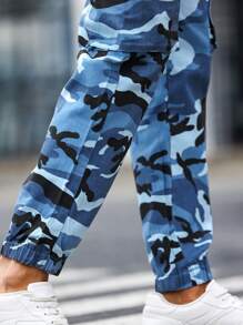 Manfinity LEGND Quần jean nam ngụy trang in dây rút thắt lưng buộc mắt cá chân Quần jean bảo hộ lao động - Màu xanh lam - Xem 7