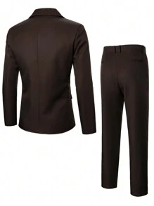 Calvornis 男士對比色長袖單排釦西裝外套和長褲日常商務旅行裝