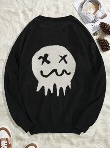 RueChic Men Ghost Pattern Sweater - Black - View 2