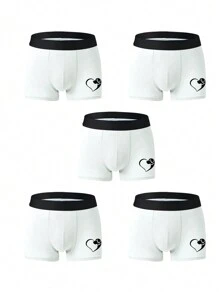 Men Boxer Briefs Big Size Breathable Shorts For Men (5 Pieces Set) - White - View 1
