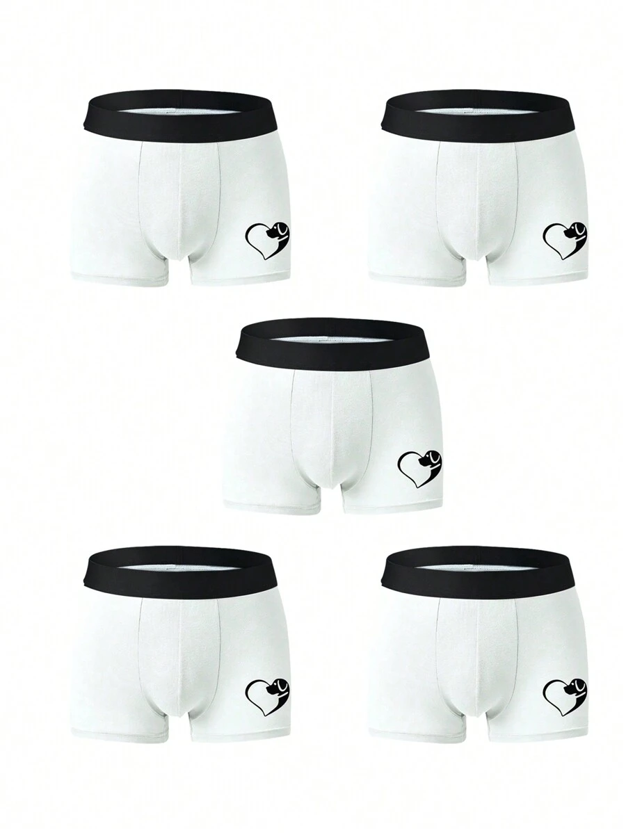 Men Boxer Briefs Big Size Breathable Shorts For Men (5 Pieces Set) - White - View 1