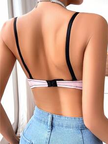 Women Simple Color Block Underwear Underwire Bra (1pc) - Coral Pink - View 2