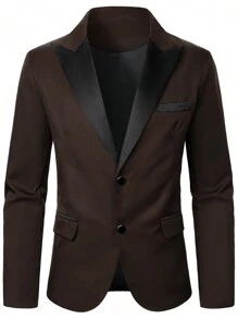 Calvornis 男士對比色長袖單排釦西裝外套和長褲日常商務旅行裝