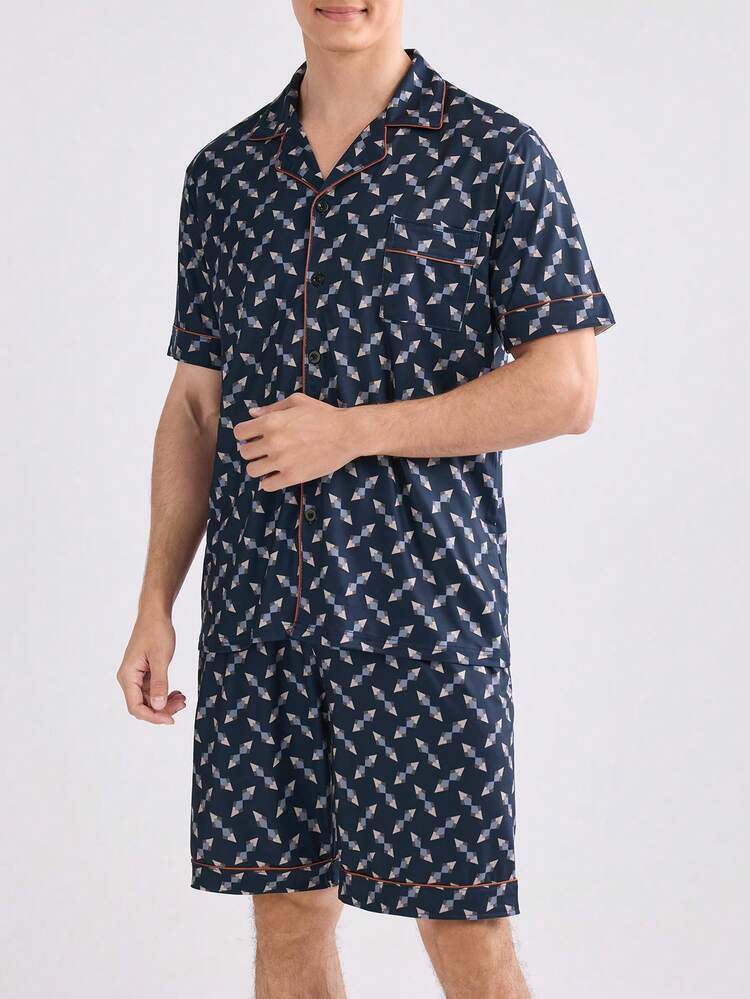 Printed Short-Sleeved Shorts Home Wear Set