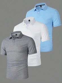 Manfinity Homme Men Short-Sleeved Casual Polo Shirt For Summer - Multicolor - View 4