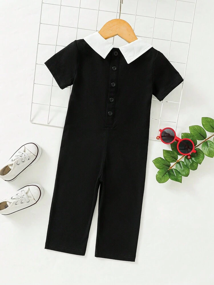 Baby Girls' Spring Summer Comfortable Jumpsuit Pants, Suitable For Home And Outing