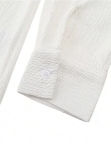 Camisa para Hombre de Manga Larga con Tela de Textura de Alta Calidad - Blanco - Ver 4