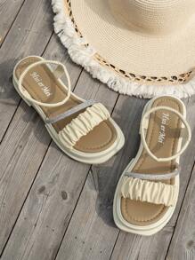 Thick Sole Platform Wedge Sandals For Women, Summer New Casual Beach Slippers, Versatile Roman Style Valentines - Beige - View 5