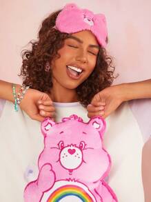 SHEIN X Care Bears Máscara de ojos suave y mullida con detalles bordados en rosa, un regalo