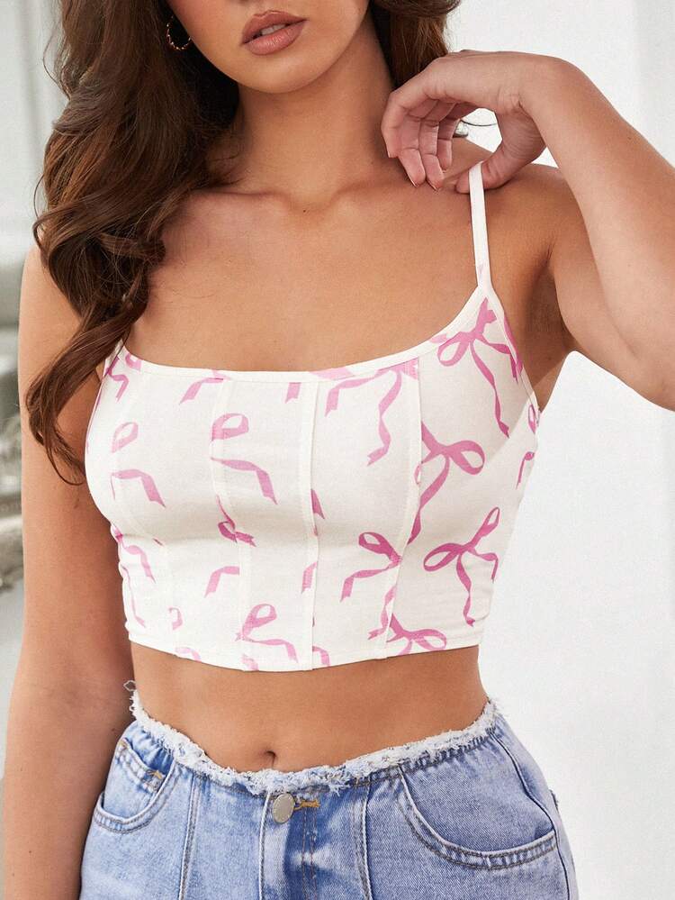 Romantic Floral Print Teen Girl Camisole Tank Top