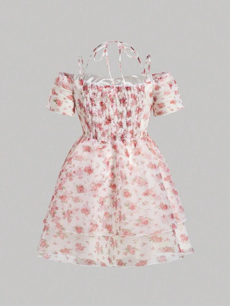 Plus Size Floral Printed Chiffon Dress