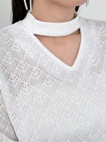 FRIFUL 女性時尚純色中空長袖T恤