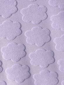 Baby Girl Casual & Comfortable Jacquard Knit Short Sleeved Round Neck Top & Shorts Two Pieces Set For Home Wear - Purple - View 8