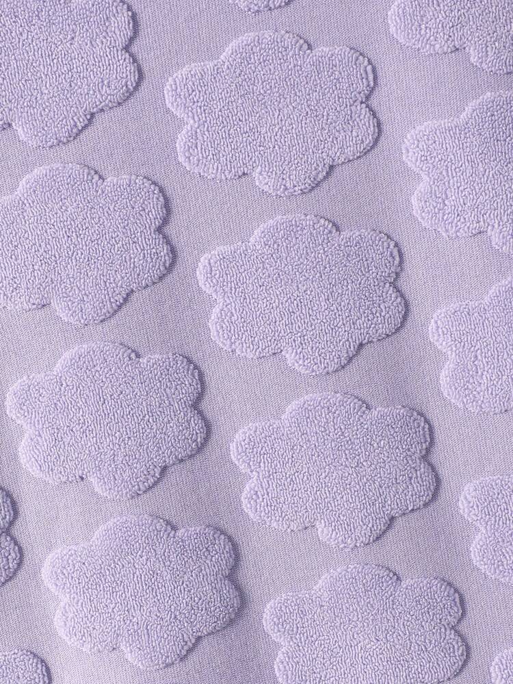 Baby Girl Casual & Comfortable Jacquard Knit Short Sleeved Round Neck Top & Shorts Two Pieces Set For Home Wear