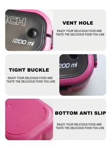 1pc Lunch Box,Bento Box For School,Microwaveable Double-Layer Compartment Lunch Box With Handle For Women & Men, Students,Set Of Utensil , Bento Lunch Box, Back To School, Microwavable, Food Container(Pink), School Stuff, Christmas For Holiday Gift Giving - Pink - View 4