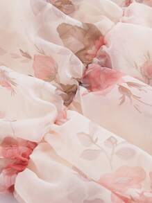 SHEIN MOD Plus Size Floral Print Short Puff Sleeves Blouses And Skirt Two Sets - Multicolor - View 3