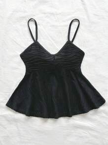 Soleia Phụ nữ Kỳ nghỉ hè Casual Solid Cinched Thắt lưng yếm Top Backless Black Cover Up Beach Essentials Backless Top Beach Women Dress S Cami Top Camo Picnic Quần áo trễ vai Trang phục Dazy Đồ đi biển Mùa hè phù hợp với áo mùa hè Váy ngắn mùa hè Váy babydoll Áo phụ nữ mùa hè Váy mùa hè Trang phục mùa hè 
Thắt lưng dệt kim co giãn Slim Fit Xù Hem Holiday Cami màu đen - màu đen - Xem 3