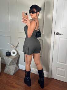 SHEIN SXY Sexy Street Style Casual Romper For Women, Workwear Design