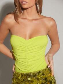 Forever 21 Body Tubolare Ruched Di Colore Solido - Giallo - Visualizzare 3