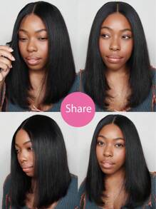 Ready To Go 5X5 Lace Closure Layer Cut Bob Wig Short Straight Hair Wig Human Hair Pre Plucked Natural Hairline Wig 180 Denisty