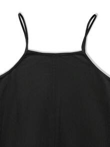 Plus Size Solid Color Casual Everyday Strap Jumpsuits, Black Minimalist, For Spring / Summer - Black - View 5