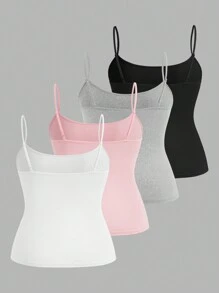 SHEIN Essnce Plus Size Women's Summer Fashion New Style Casual Commuting Elegant Young Hawaiian Mother Day Women Tops Multi-Pack 4 Pieces Women's T-Shirt Vests - Multicolor - View 2