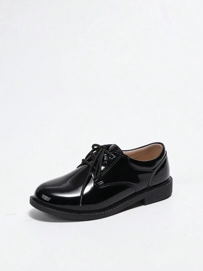 Spring New Young Boys' British Style Tween Children's Dress Shoes For Formal Occasion, Black