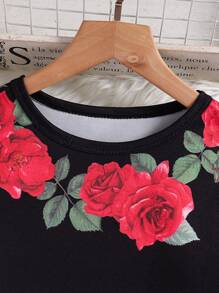 SHEIN Tween Girl Casual Knitted Printed Dress