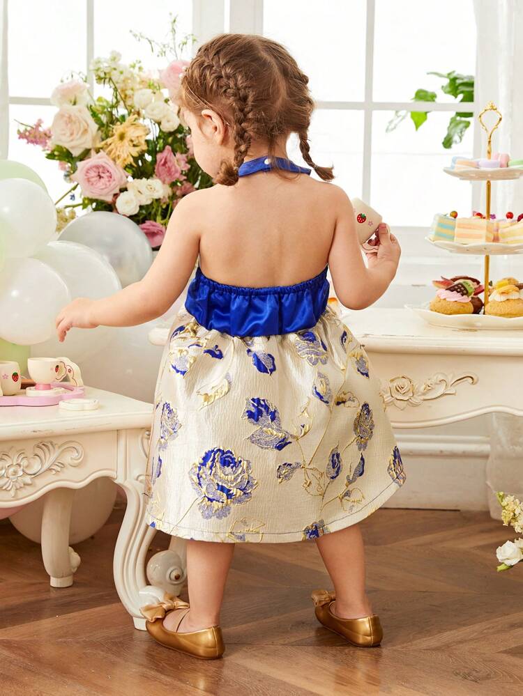 Baby Girl Elegant, Cute, Gorgeous Floral Fabric Strap Dress, Perfect For Spring/Summer Parties