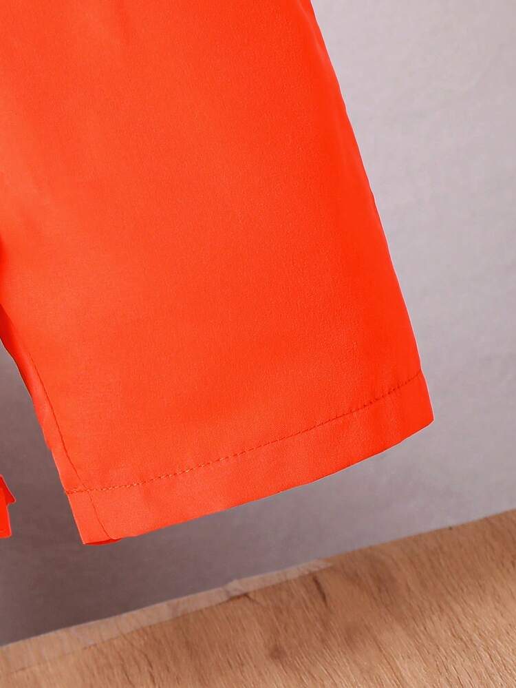 Baby Boys' Blue Short Sleeve Romper With Tool Belt Print And Small Embroidery Badge