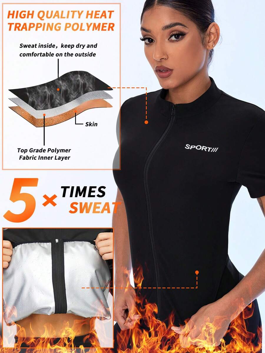 Gameset SHEIN Sport Back Printed Reflective Slogan Graphic Tank Top For Sweating In Sports Sauna Suit Rapid Sweat And Body Shaping - Black - View 1