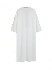 202 New Arab Muslim White Embroidered Men's Robe - White - View 2