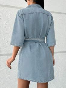 RueChic Denim Dress Medium Wash - Light Wash - View 2