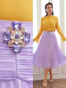 MOTF PREMIUM Women Skirts Berlipat Zip Plain Anggun - Purple - View 2