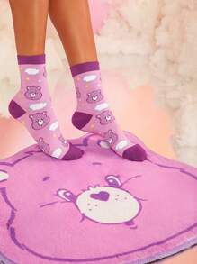 SHEIN X Care Bears 1 件爱心熊图案地毯，礼物 - 紫色 - 查看 2