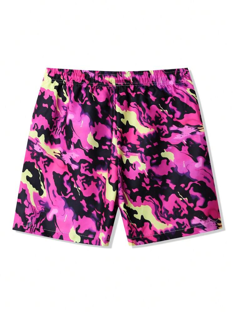 Men Color-Block Tie Dye Printed Beach Shorts For Holiday