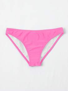 Swim Basics Solid Color Elastic Bikini Bottom For Summer Beach - Pink - View 3