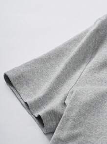 Zolique 女性夏季實色方頸短袖T恤和短褲修身兩件套裝 - 灰色 - 查看 4