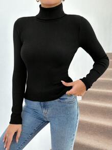 EURMUSE 2 Pcs Women's High Neck Solid Color Sweater - Red - View 5