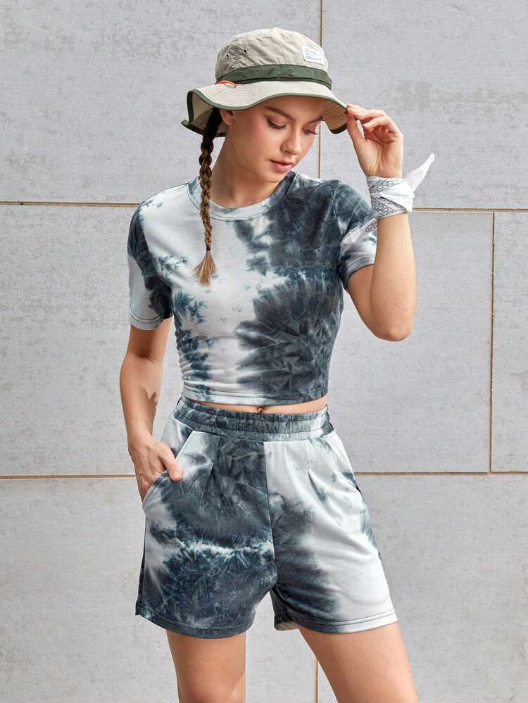 Jersey & Street Swear Tie-Dye Casual Short Sleeve Shorts Sportswear Set