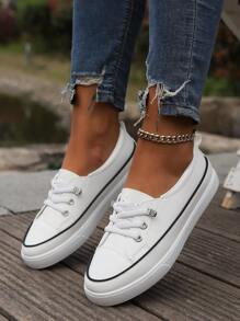 春秋新款小白鞋女搭配裙子百搭低帮平底鞋2024秋季运动鞋。 - 白色 - 查看 5