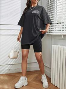 Lunelith SHEIN Lunessa Women Summer Loose Fit Drop Shoulder Short Sleeve Casual T-Shirt With Letter Print And Round Neck Abcdefghijklmnopqrs Abcdefghijklmnopqrs Abcdefghijklmnopqrs Abcdefghijklmnopqrs