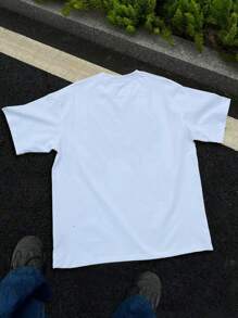 SHEIN Teen Girls Casual Spider Pattern Short Sleeve White T-Shirt, Suitable For Summer, Cotton Included