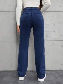 Cottnline Women's Straight Leg Jeans - Dark Wash - View 2