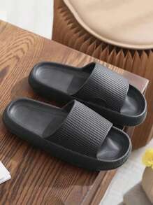 New Arrival Fashionable Black Stripe One-Sided Hole Thick-Soled Soft & Comfortable Women's Slipper For Indoor/Outdoor Bathroom/Home Use