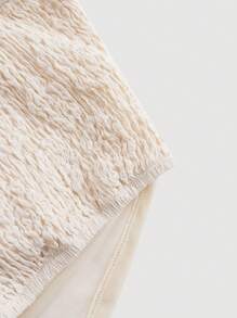 SHEIN MOD Ladies Apricot Top With Dropped Petal Hem And Rose Point Design