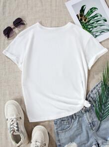 Sparklyn 少女時尚休閒T恤 - 白色 - 查看 2