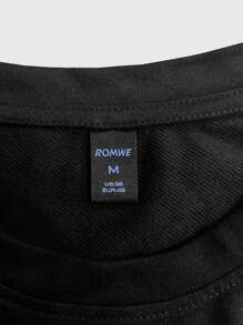 ROMWE MEN Street Life Camiseta de manga corta con estampado de personaje de hip hop vintage de alta calle, escuela, para hombres